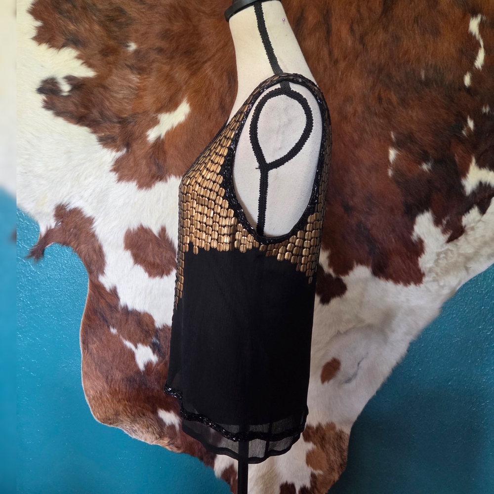Black and Gold Sequin Women's Top - Picture 4 of 9